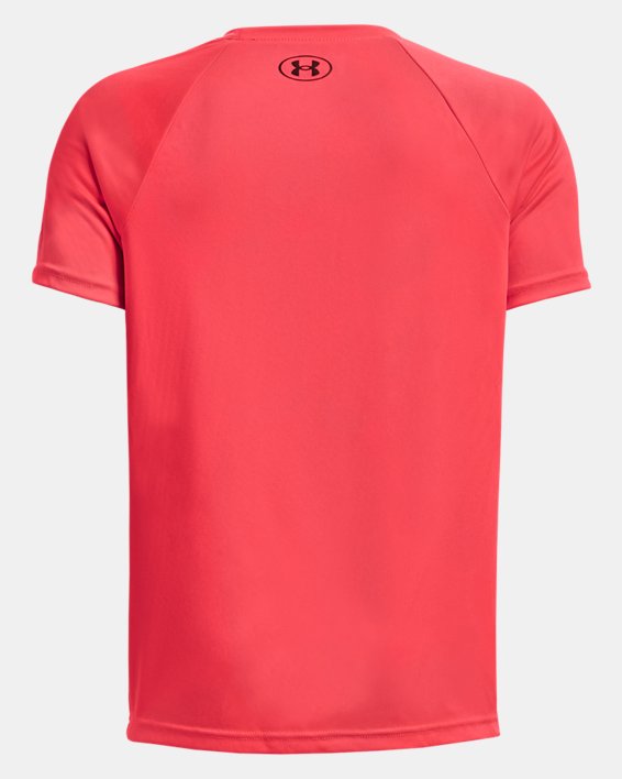 Boys' UA Tech™ Hybrid Print Fill Short Sleeve in Red image number 1
